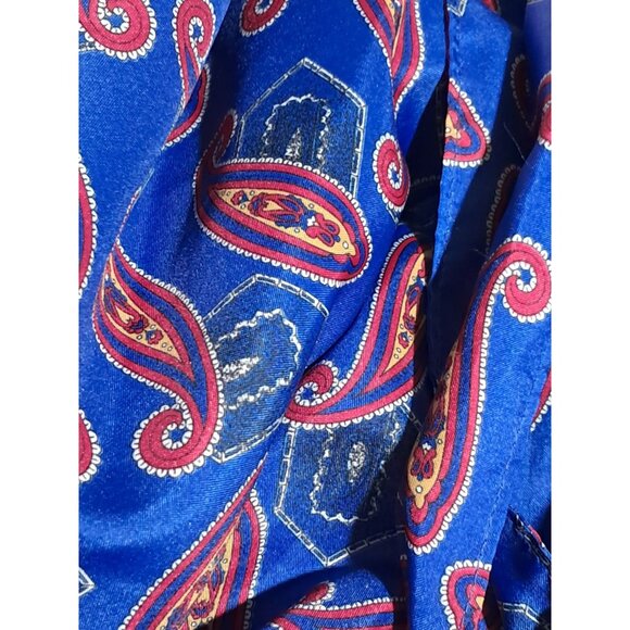 Vintage 70s Bill Blass Royal Blue Paisley Smoking Jacket Robe One Size Made in U - Picture 6 of 7